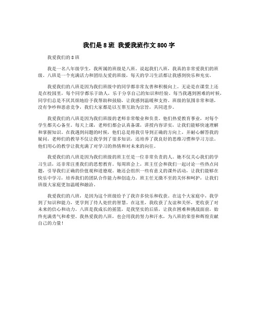 我们是8班 我爱我班作文800字