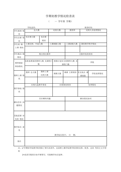 学期初教学情况检查表