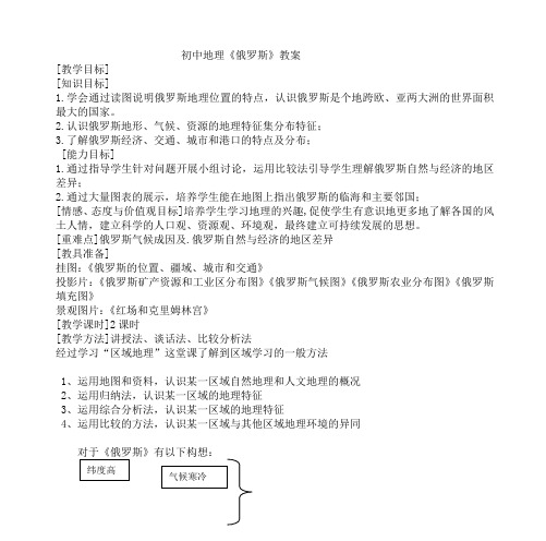 初中地理《俄罗斯》教案