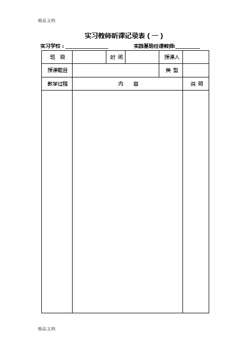 最新实习教师听课记录表样表