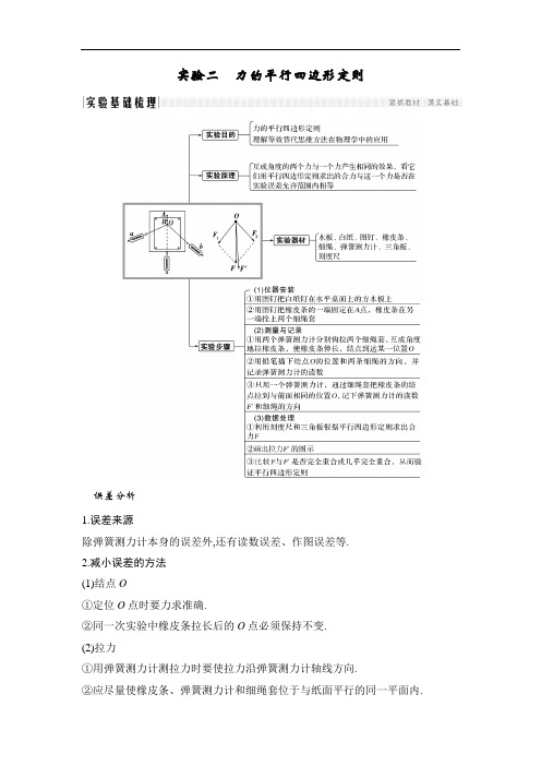 [2020高考物理复习江苏]必修1 第二章 实验二 力的平行四边形定则