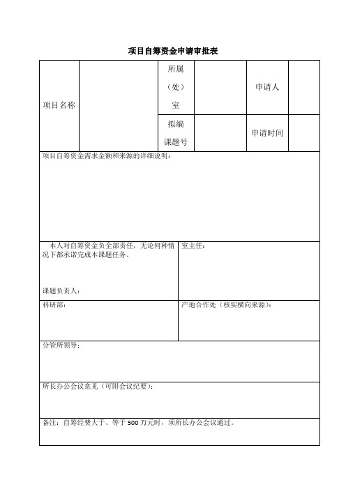 项目自筹资金申请审批表【模板】