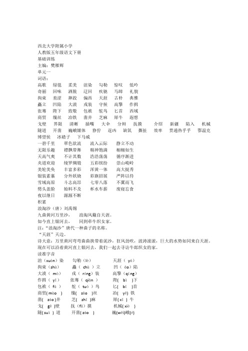 人教版五年级语文下册基础训练2