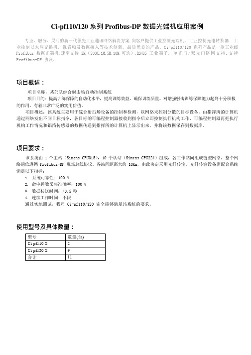 Ci-pf110120 系列 Profibus-DP 数据光端机应用案例