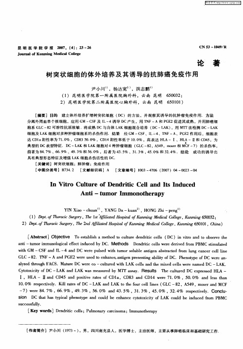 树突状细胞的体外培养及其诱导的抗肺癌免疫作用