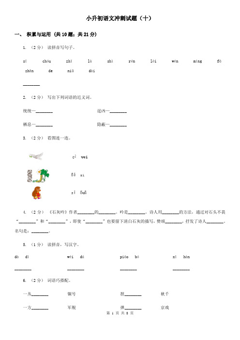 小升初语文冲刺试题(十)