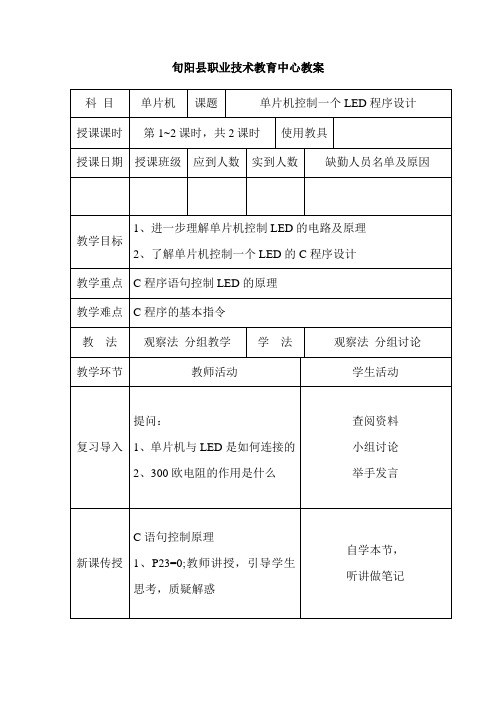 单片机控制一个LED程序设计