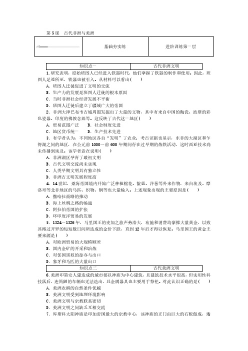 2024-2025年历史必修试卷第5课古代非洲与美洲(带答案)