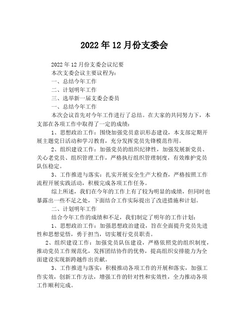 2022年12月份支委会