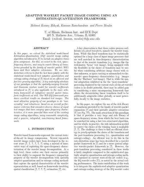 ADAPTIVE WAVELET PACKET IMAGE CODING USING AN ESTIMATION-QUANTIZATION FRAMEWORK