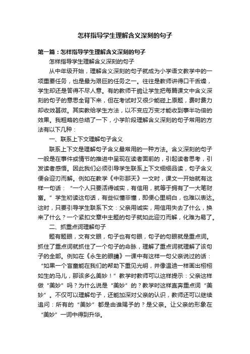 怎样指导学生理解含义深刻的句子