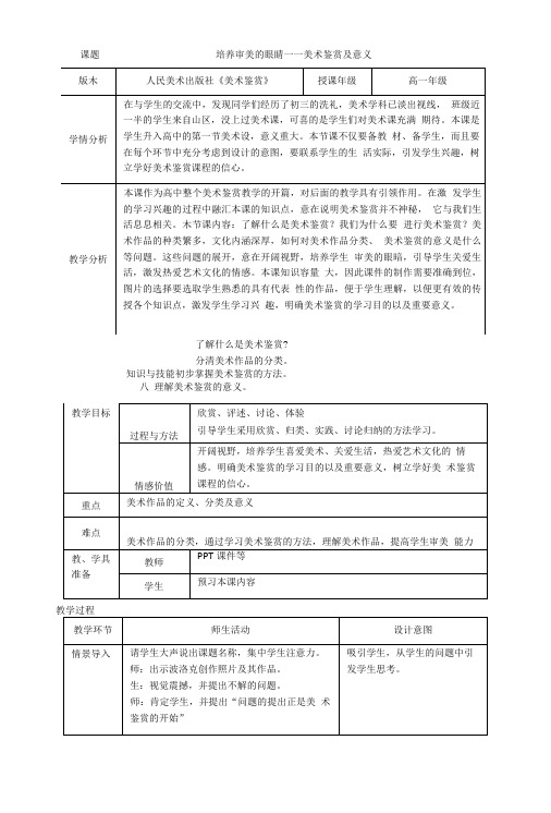 培养审美的眼睛教学设计.doc