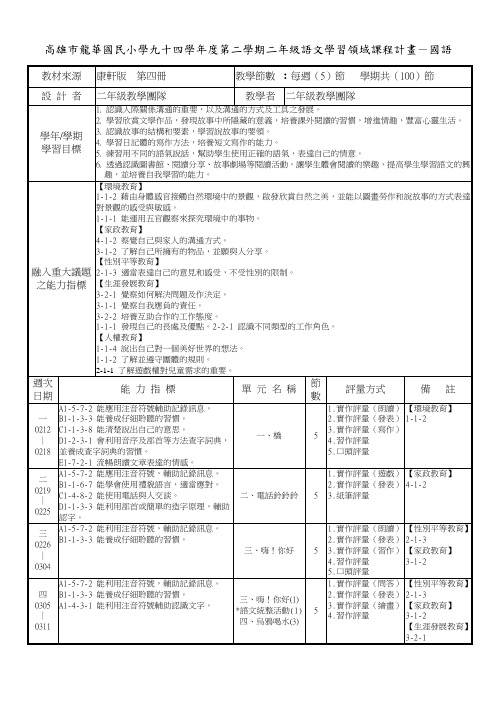 高雄市龙华国民小学九十四学年度第二学期二年级语文学...