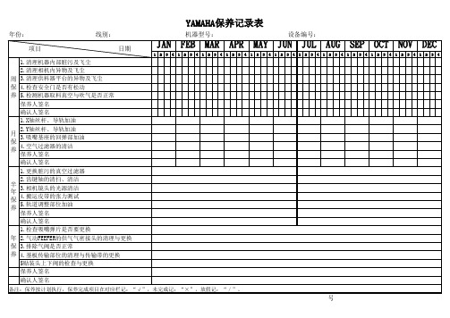 YAMAHA保养记录表