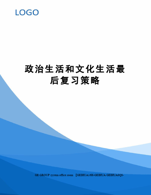政治生活和文化生活最后复习策略精编版