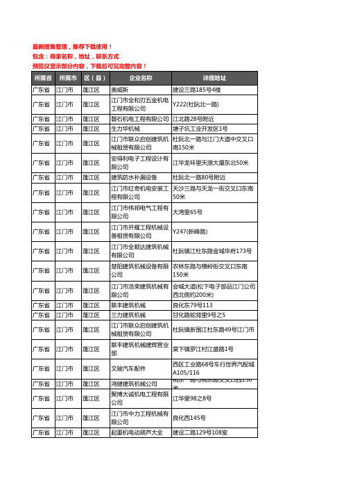 新版广东省江门市蓬江区建筑机械企业公司商家户名录单联系方式地址大全23家