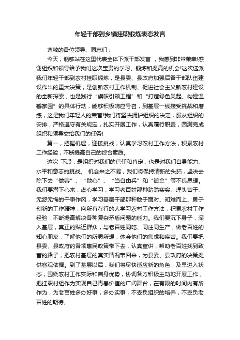 年轻干部到乡镇挂职锻炼表态发言