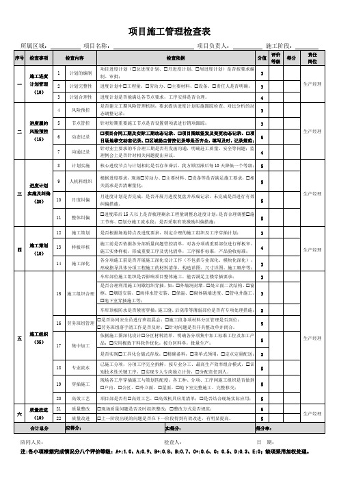 项目施工管理检查表