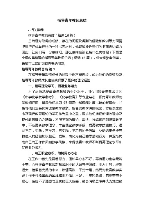 指导青年教师总结