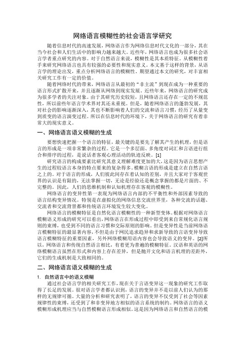 网络语言模糊性的社会语言学研究