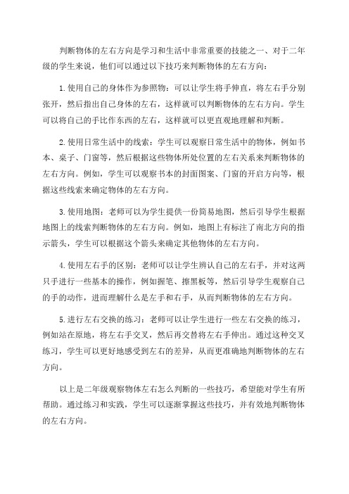 二年级观察物体左右怎么判断技巧