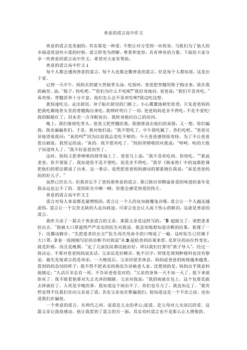 善意的谎言高中作文