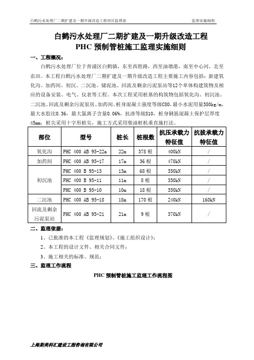 PHC预制管桩施工监理实施细则