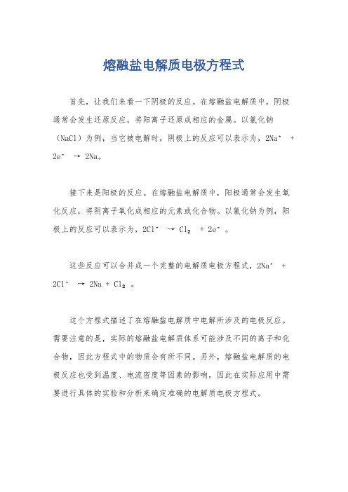 熔融盐电解质电极方程式