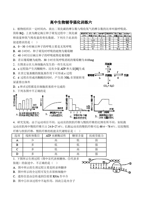 高中生物辅导强化训练六【附参考答案】