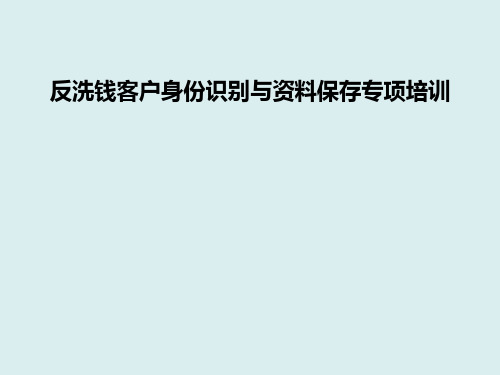 反洗钱客户身份识别与交易资料保存专项培训