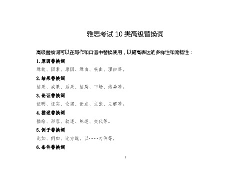 雅思考试10类高级替换词