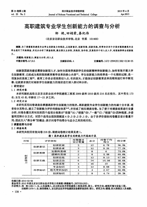 高职建筑专业学生创新能力的调查与分析