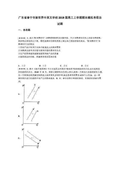 广东省普宁市新世界中英文学校2019届高三上学期期末模拟考政治试题