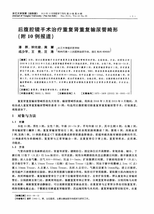 后腹腔镜手术治疗重复肾重复输尿管畸形(附10例报道)