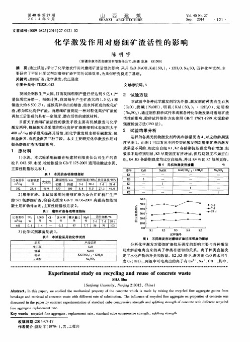 化学激发作用对磨细矿渣活性的影响