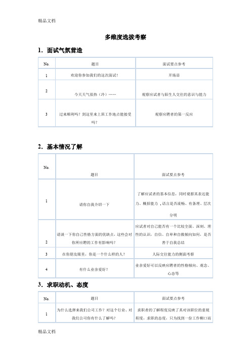 最新面试题库(14个维度选拔考查)