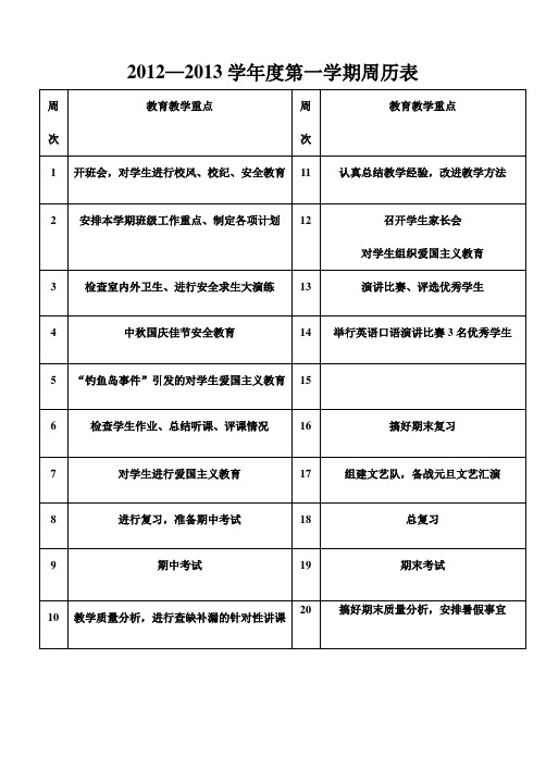 新阳学校班级周历安排