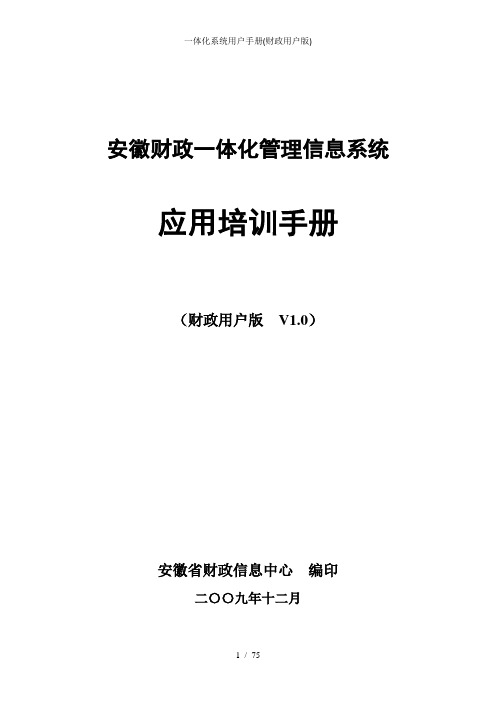 一体化系统用户手册(财政用户版)