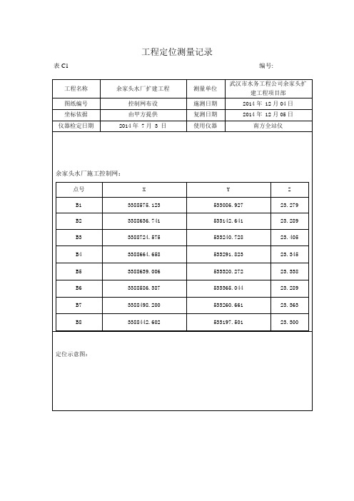 滤池测量定位记录