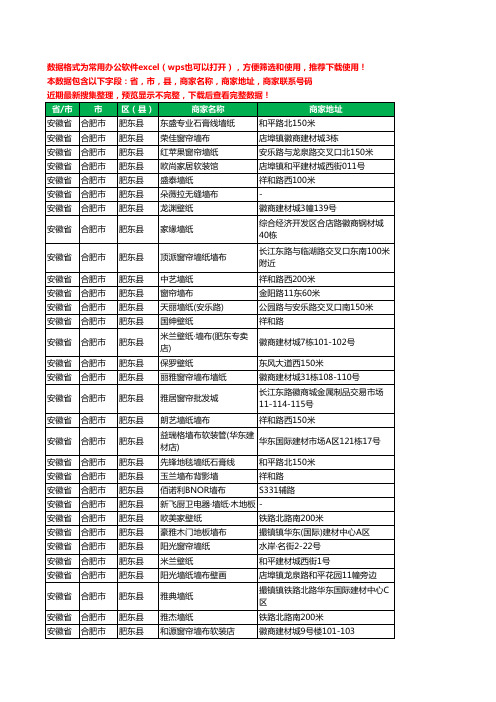 2020新版安徽省合肥市肥东县墙纸工商企业公司商家名录名单联系电话号码地址大全79家