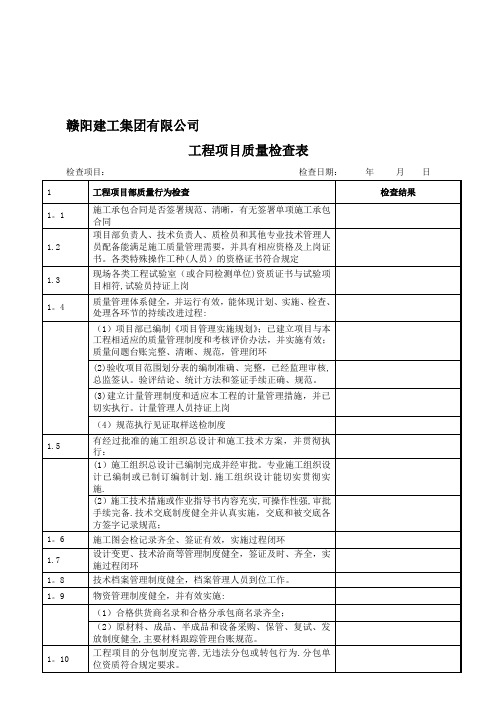 工程项目质量检查记录表【模板范本】