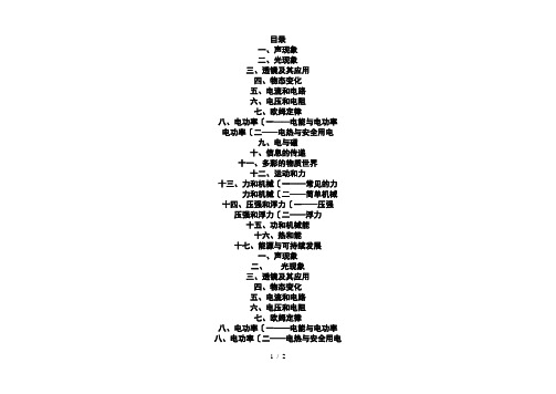 沪教版初中物理分章节思维导图