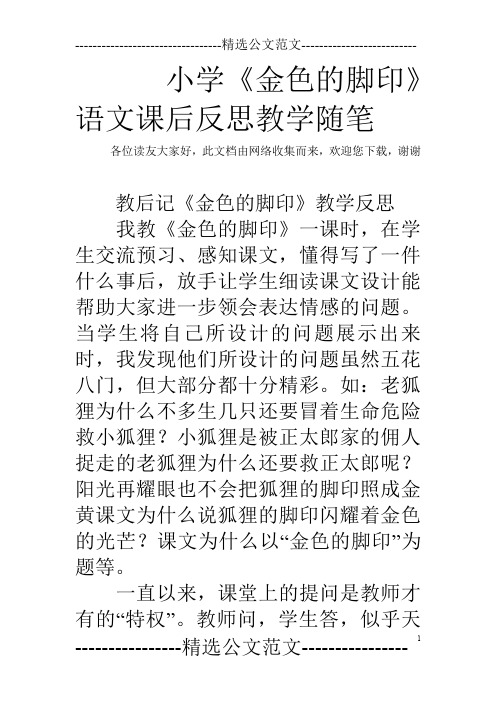 小学《金色的脚印》语文课后反思教学随笔