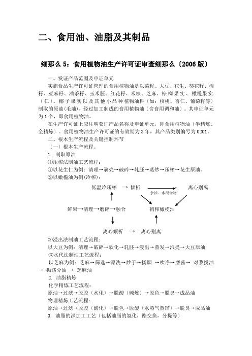 食用植物油生产许可证审查细则