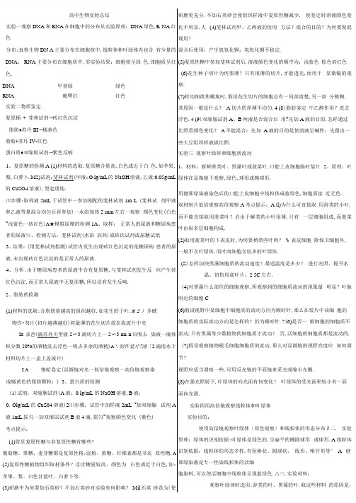 高中生物试验总结+人物总结-超全超实用