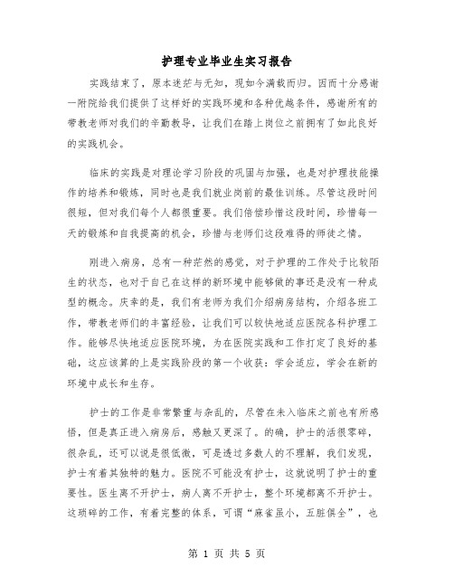 护理专业毕业生实习报告（2篇）