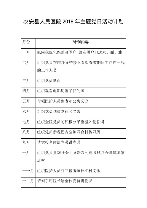 人民医院主题党日活动计划