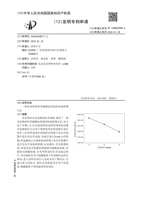 【CN109655399A】一种水泥基材料受硫酸盐侵蚀的快速检测方法【专利】