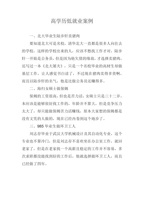 高学历低就业案例