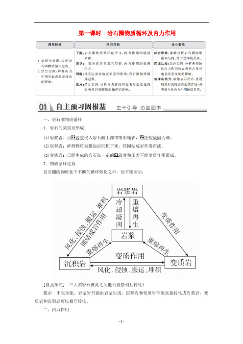 高中地理 第四章第一节 营造地表形态的力量 第一课时 岩石圈物质循环及内力作用教学案 新人教版必修1